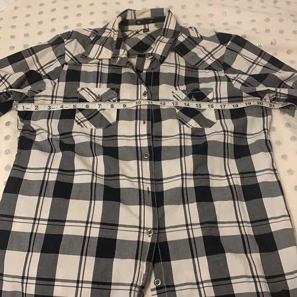 Gap Plaid Black and White Button Down Shirt L - Picture 6 of 7